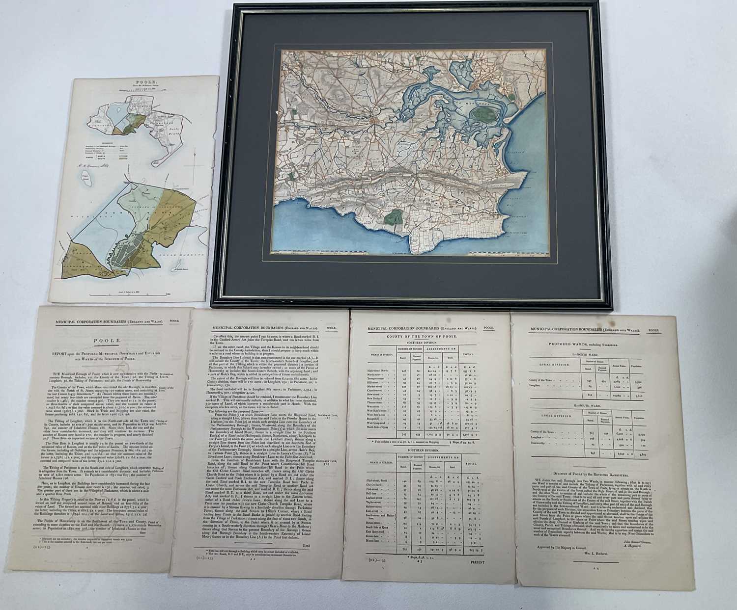 An unframed map of 'Poole, from the Ordnance Survey', undated but circa 1837, 33 x 20cm, together