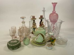 A quantity of decorative ceramics and glass including Aynsley, Dartington, Beswick, Crown Ducal