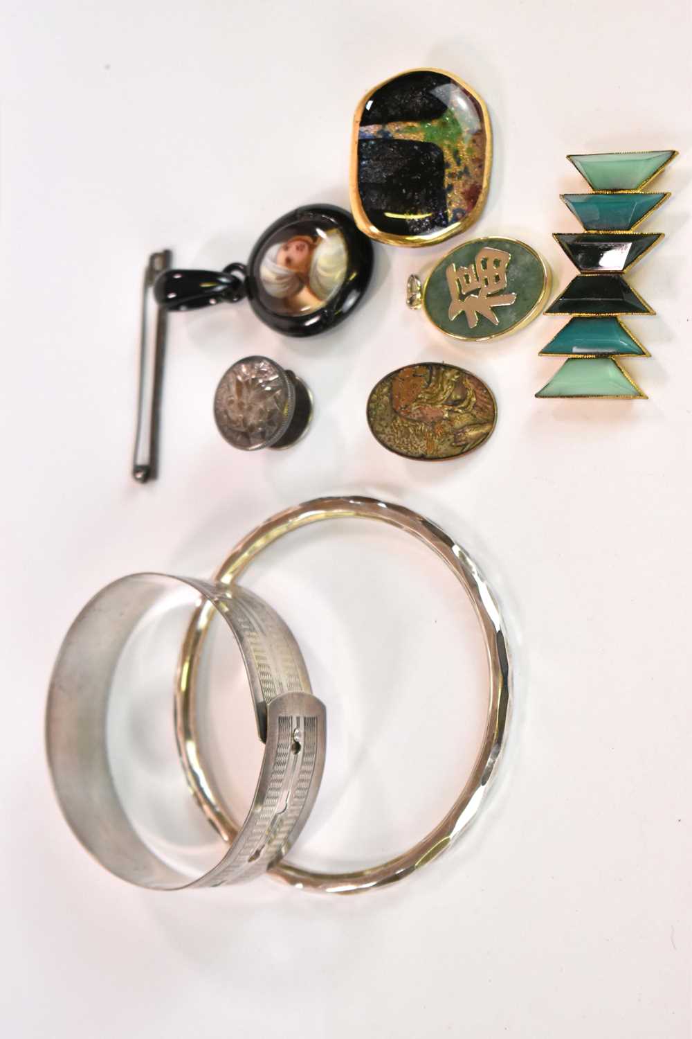 A group of predominantly costume jewellery, including silver Celtic inspired brooches, a cut 9ct - Image 2 of 4