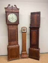 A longcase clock, marked W Underhill Newport (no weights or pendulum), an Art Deco longcase clock of