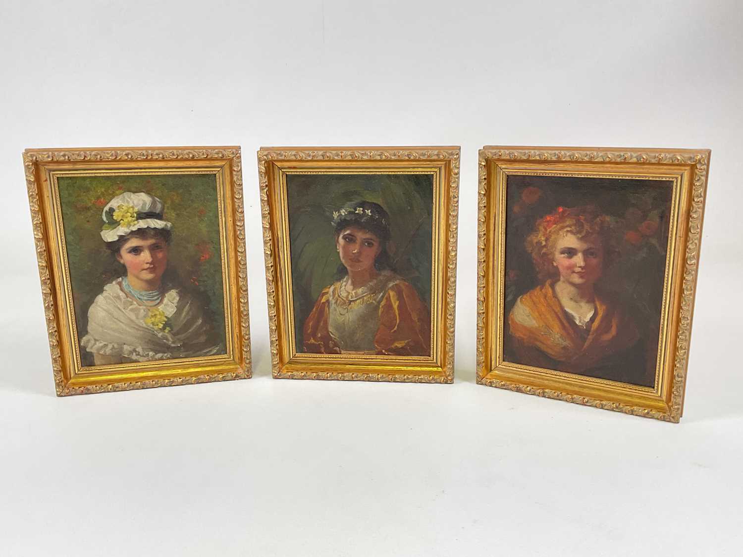 LATE 19TH CENTURY ENGLISH SCHOOL; three oils on canvas, portrait studies of young women, unsigned,