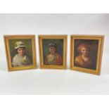 LATE 19TH CENTURY ENGLISH SCHOOL; three oils on canvas, portrait studies of young women, unsigned,