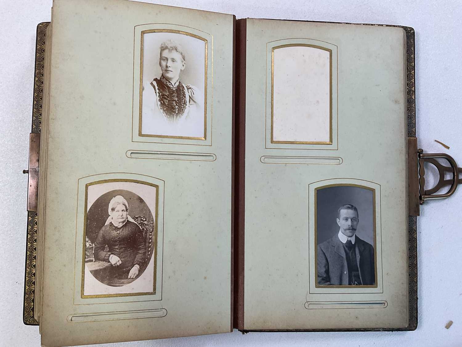 An Edwardian photograph album, almost full with many portrait photographs, LANG ANDREW; THE RED BOOK - Image 16 of 23