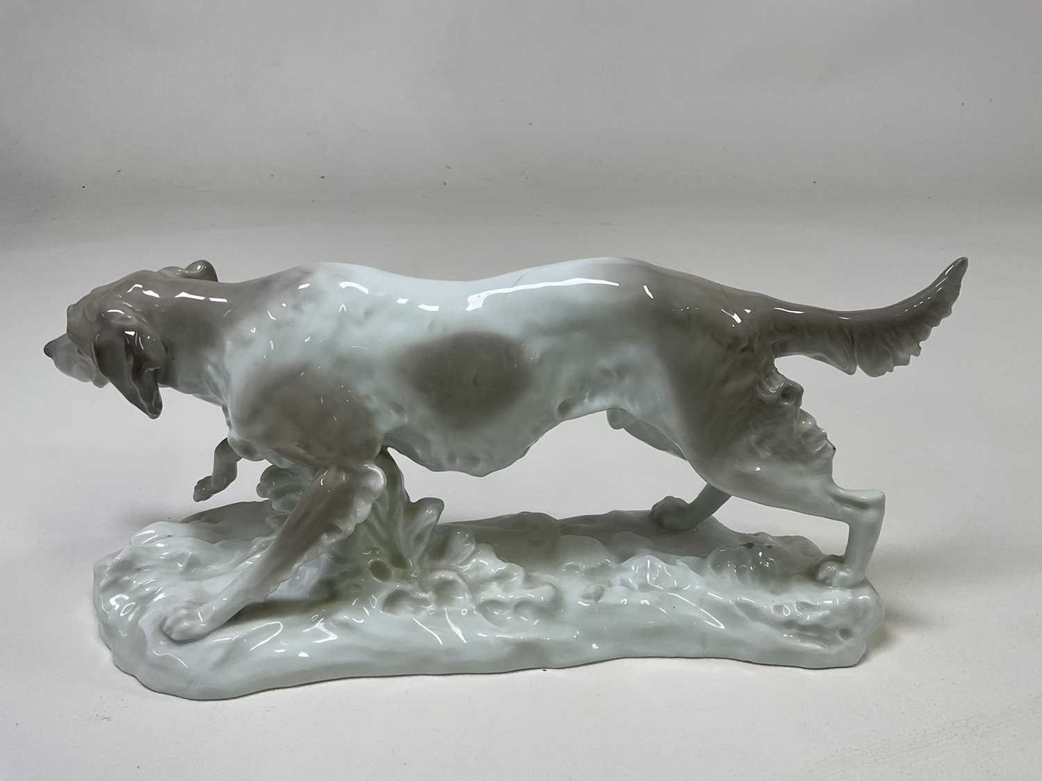 KARL ENS; a large porcelain figure of a dog, painted mark and incised number 7978 to base, length - Image 3 of 4