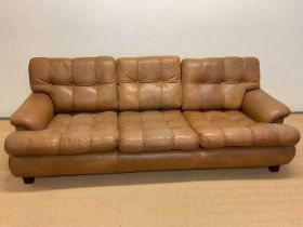 ARNE NORELL FOR ANEBY; a Swedish mid 20th century three seat leather 'Saturn' sofa, width 208cm,