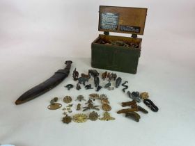 A military field Morse code tap and telephone set, a kukri knife, and a small quantity of