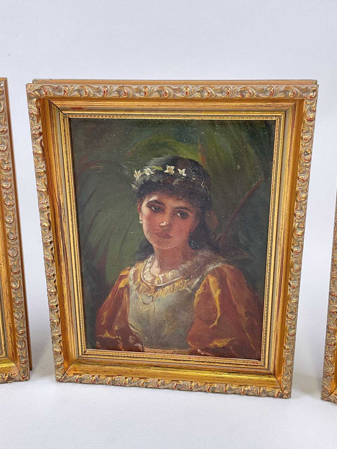 LATE 19TH CENTURY ENGLISH SCHOOL; three oils on canvas, portrait studies of young women, unsigned, - Image 3 of 5