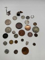 An interesting group of coins including four early English hammered silver coins, an 1812 three