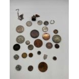 An interesting group of coins including four early English hammered silver coins, an 1812 three