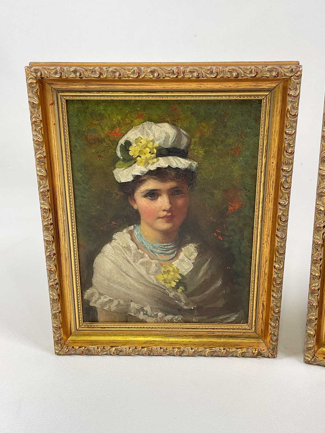 LATE 19TH CENTURY ENGLISH SCHOOL; three oils on canvas, portrait studies of young women, unsigned, - Image 2 of 5