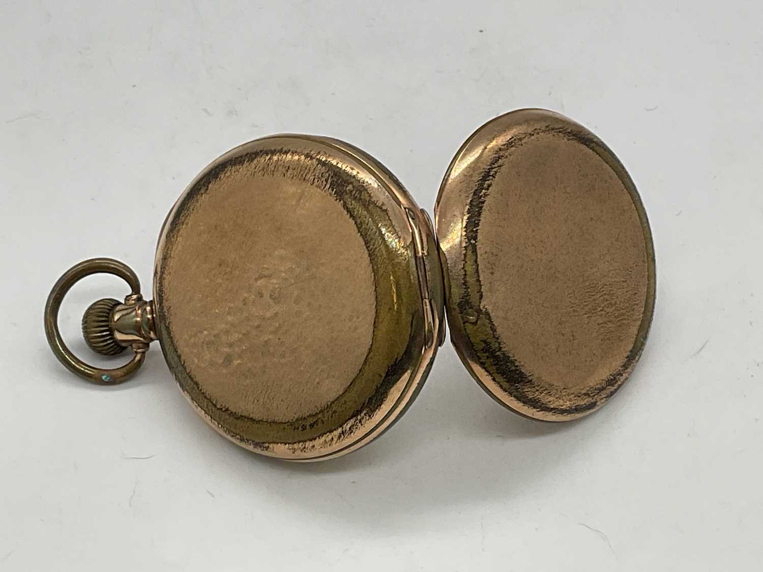 WALTHAM; an early 20th century gold plated crown wind full hunter pocket watch with Arabic - Image 3 of 4