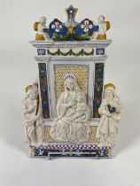 A 19th century Italian Maiolica plaque of Mary and Christ child, with St John the Baptist and St