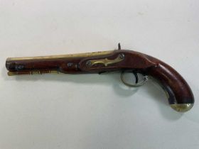 J HARDING & SON; an early 19th century percussion (flintlock conversion) pistol dated 1837 for Her