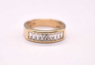 A 9ct yellow gold dress ring, size N 1/2, approx. 3.7g.