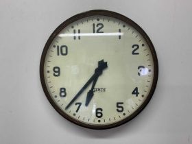 GENTS OF LEICESTER, an industrial wall clock with metal and glazed case, the dial set with Arabic