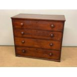 A 19th century mahogany chest of drawers, with four long drawers, height 93cm, width 107cm, depth