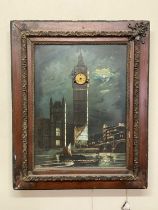 An Edwardian picture clock, depicting the Queen Elizabeth II Tower at the Houses of Parliament, 50 x