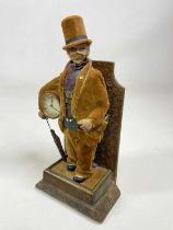 IN THE MANNER OF KARL GRIESBAUM; an early 20th century whistling automaton figural clock, a