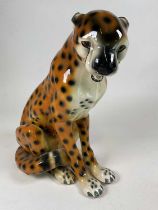 An imposing decorative ceramic cheetah, height 45cm.