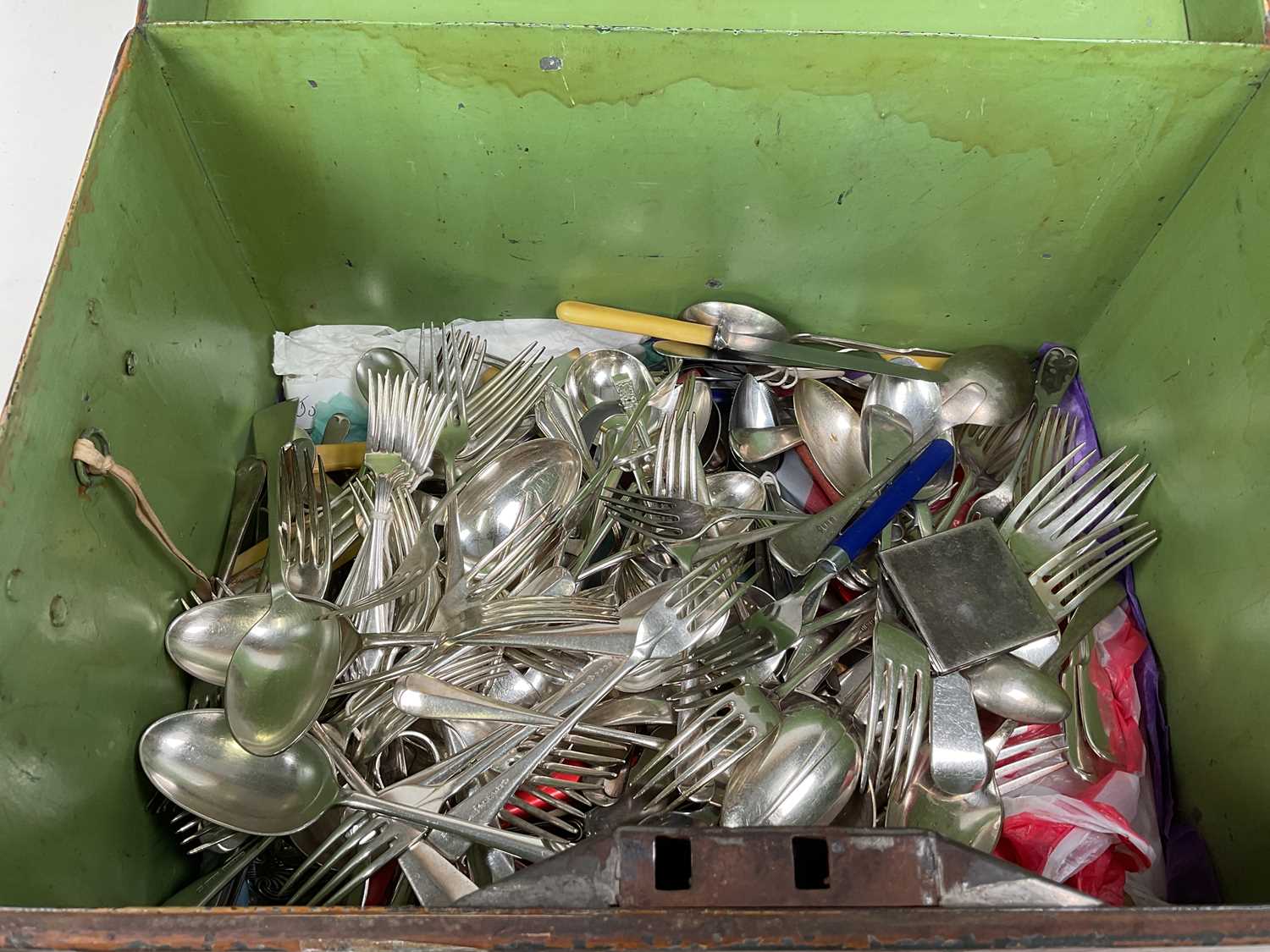 A quantity of plated wares including a tin box of cutlery and other items - Image 2 of 3