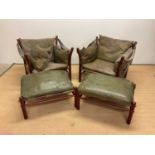 ARNE NORELL; a pair of mid 20th century Swedish leather Ilona armchairs, height at the back 75cm,