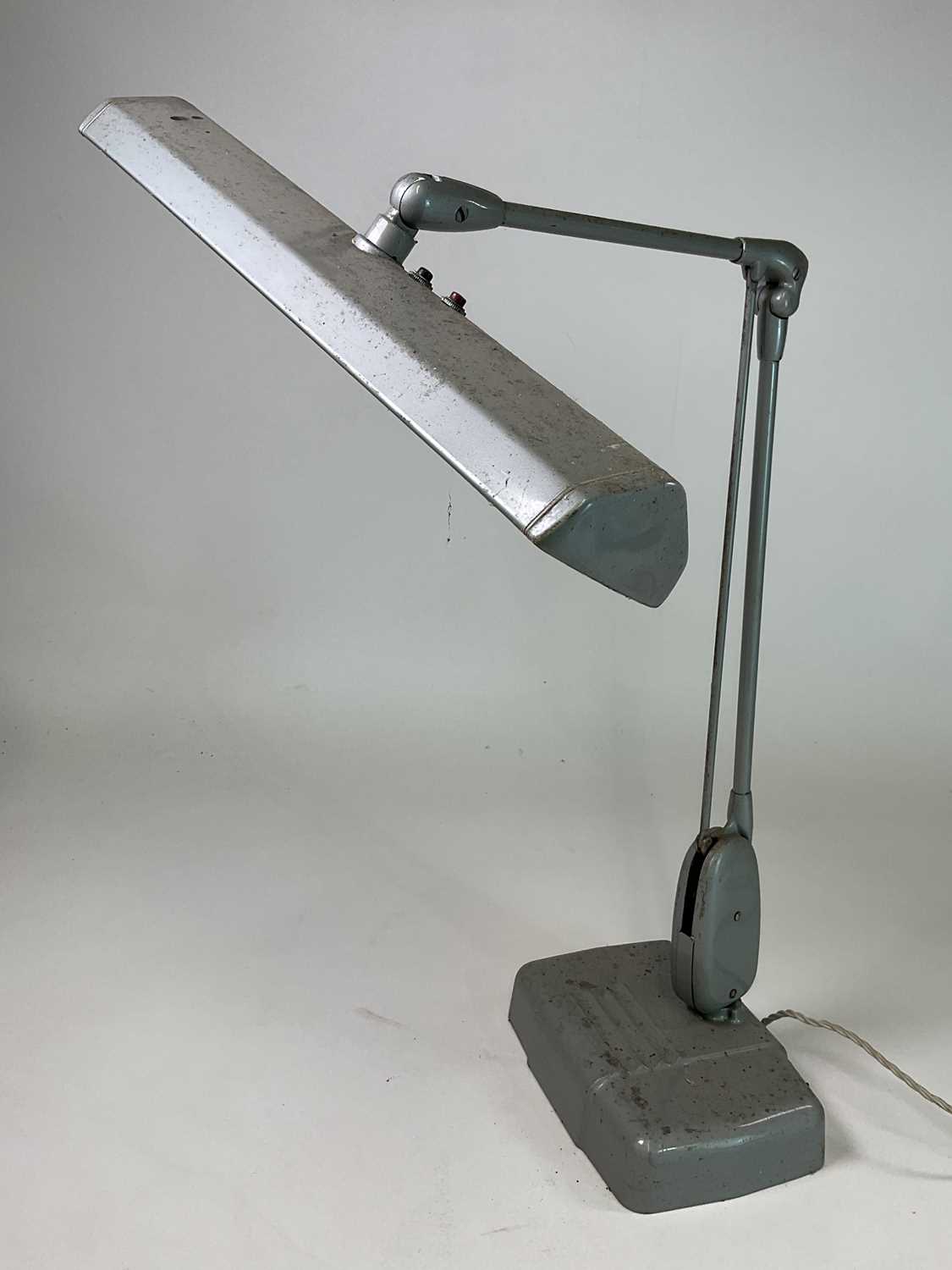 DAZOR; a mid 20th century desk lamp by Dazor, Floating Fixture, St Louis, USA, height approx 65cm.