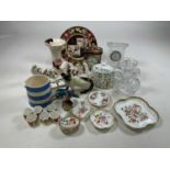 A quantity of crystal cut glass and ceramics, to include Royal Crown Derby and Beswick, Waterford