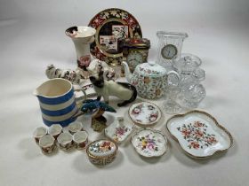 A quantity of crystal cut glass and ceramics, to include Royal Crown Derby and Beswick, Waterford