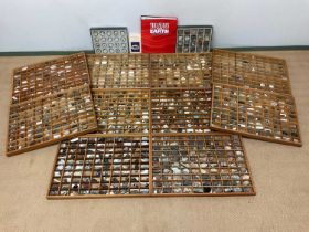A quantity of semi precious stones and fossils contained in presentation trays (10) with two