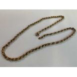 A 9ct gold twist rope chain, length 56cm, (af), approx 11g.