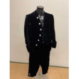 A vintage man's velvet tailcoat with waistcoat and knickerbockers, made by Robt F Gall, 13 Suffolk