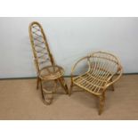 A rare high back bamboo chair in the style of Albini, height 116cm, and a discontinued Ikea range