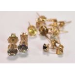 A group of 14ct yellow gold single studs and also mounts for studs.