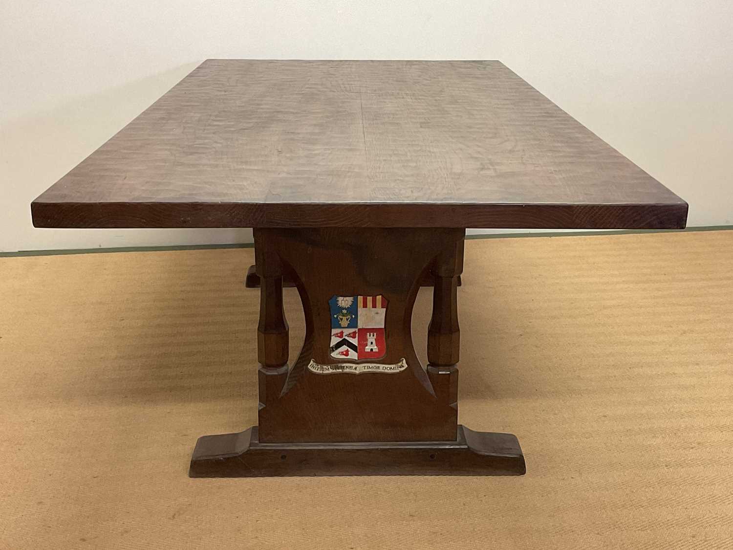 ROBERT 'MOUSEMAN' THOMPSON (1876-1955); an English oak refectory table made for King's College,