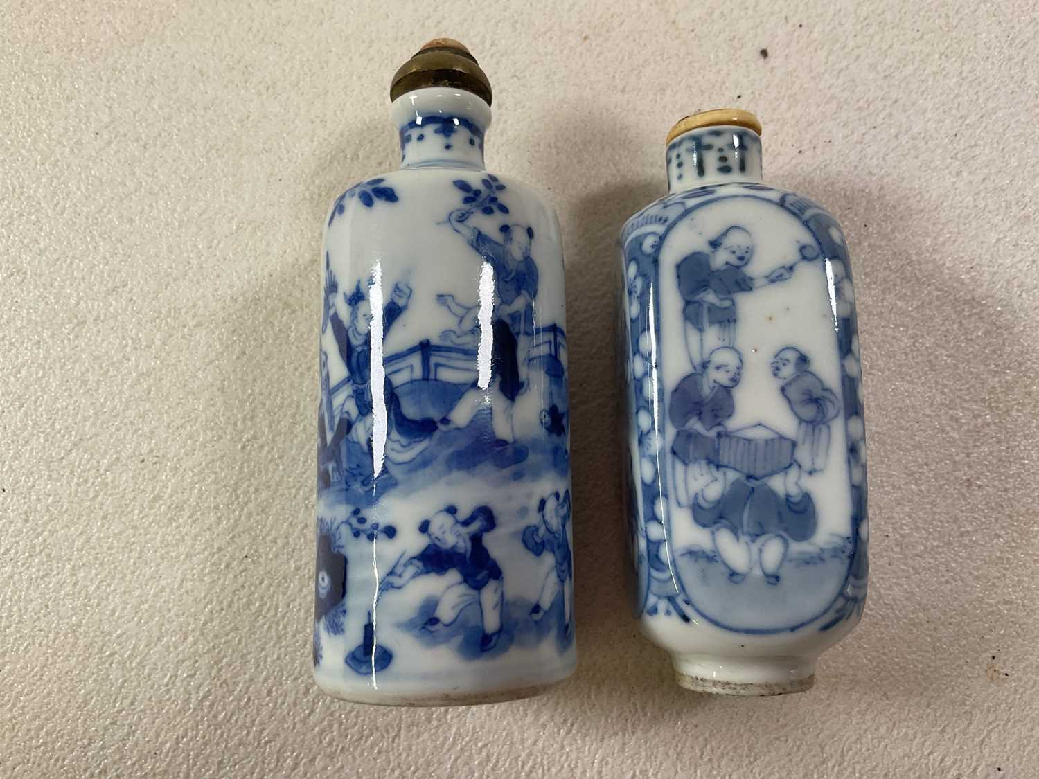 A 19th century Chinese cylindrical snuff bottle decorated with figures in a landscape and with - Image 21 of 21
