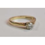 An 18ct yellow gold diamond solitaire ring, the round brilliant cut stone weighing 0.25ct, size M,