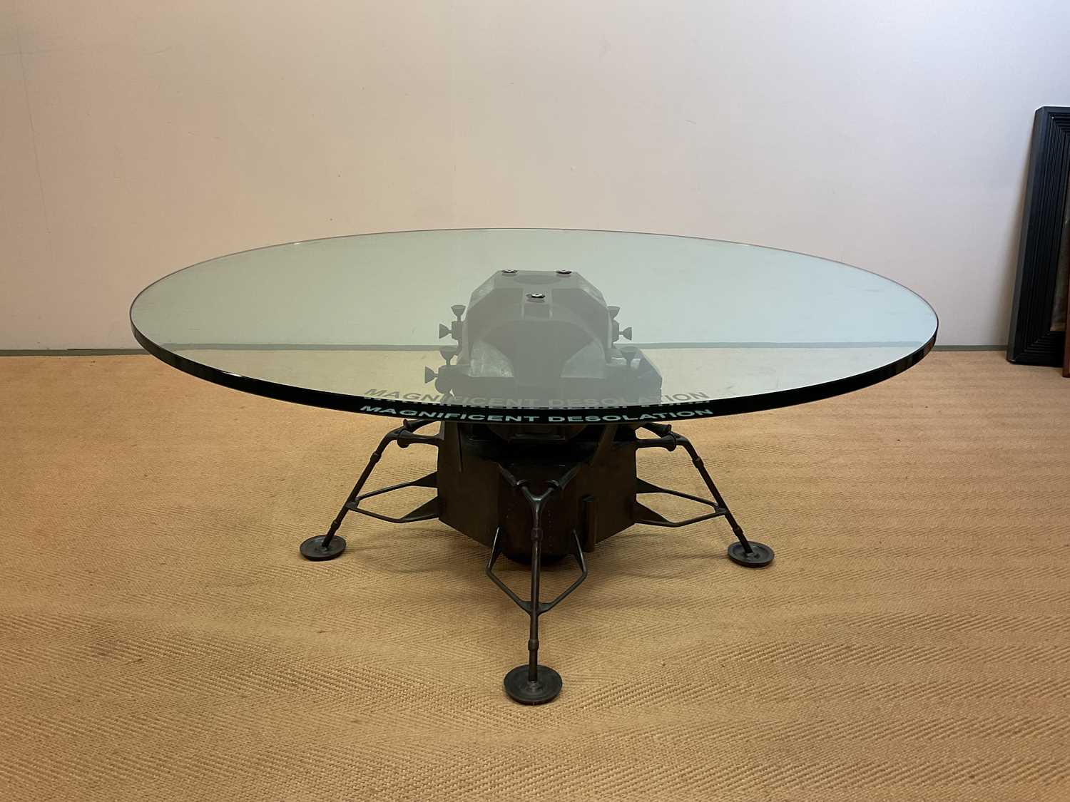 SIR PATRICK MOORE CBE HON FRS FRAS (1923-2012); a bronze 'Apollo' table by Mark Stoddart, with glass - Image 2 of 10