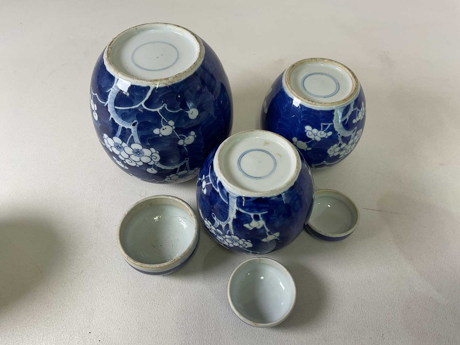A group of eight early 20th century Chinese blue and white ginger jars and covers, height of largest - Image 10 of 18