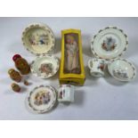 Two sets of Bunnykins breakfast ceramics, a boxed Pelham puppet of a fairy and a graduated set of