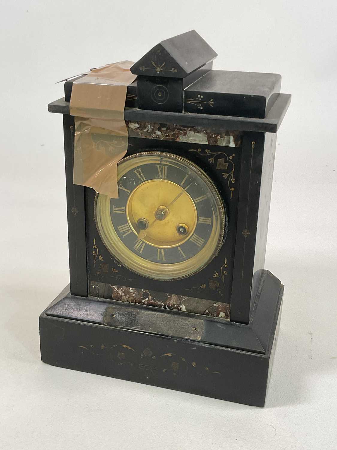 A 19th century slate mantel clock, height 31cm.