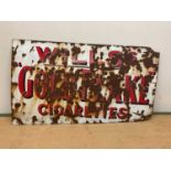 A Wills's Gold Flake Cigarette enamelled sign in weathered condition, 86 x 142cm.