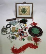 A large collection of contemporary, mainly Chinese, artefacts including jewellery, plaques,