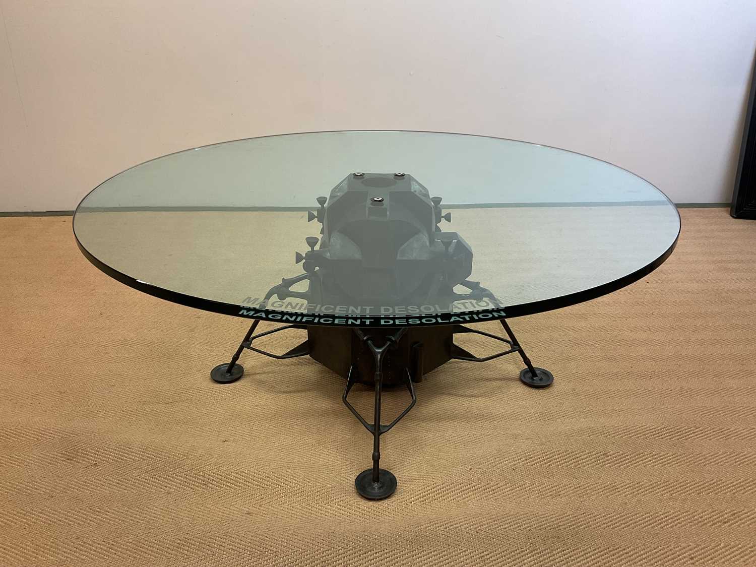 SIR PATRICK MOORE CBE HON FRS FRAS (1923-2012); a bronze 'Apollo' table by Mark Stoddart, with glass - Image 4 of 10