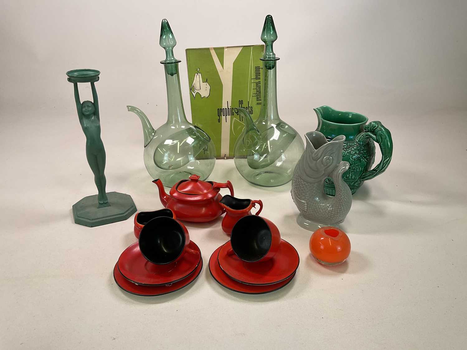 Collectors' items including a pair of mid century green glass wine decanters, a Carlton Tea for Two, - Image 2 of 2