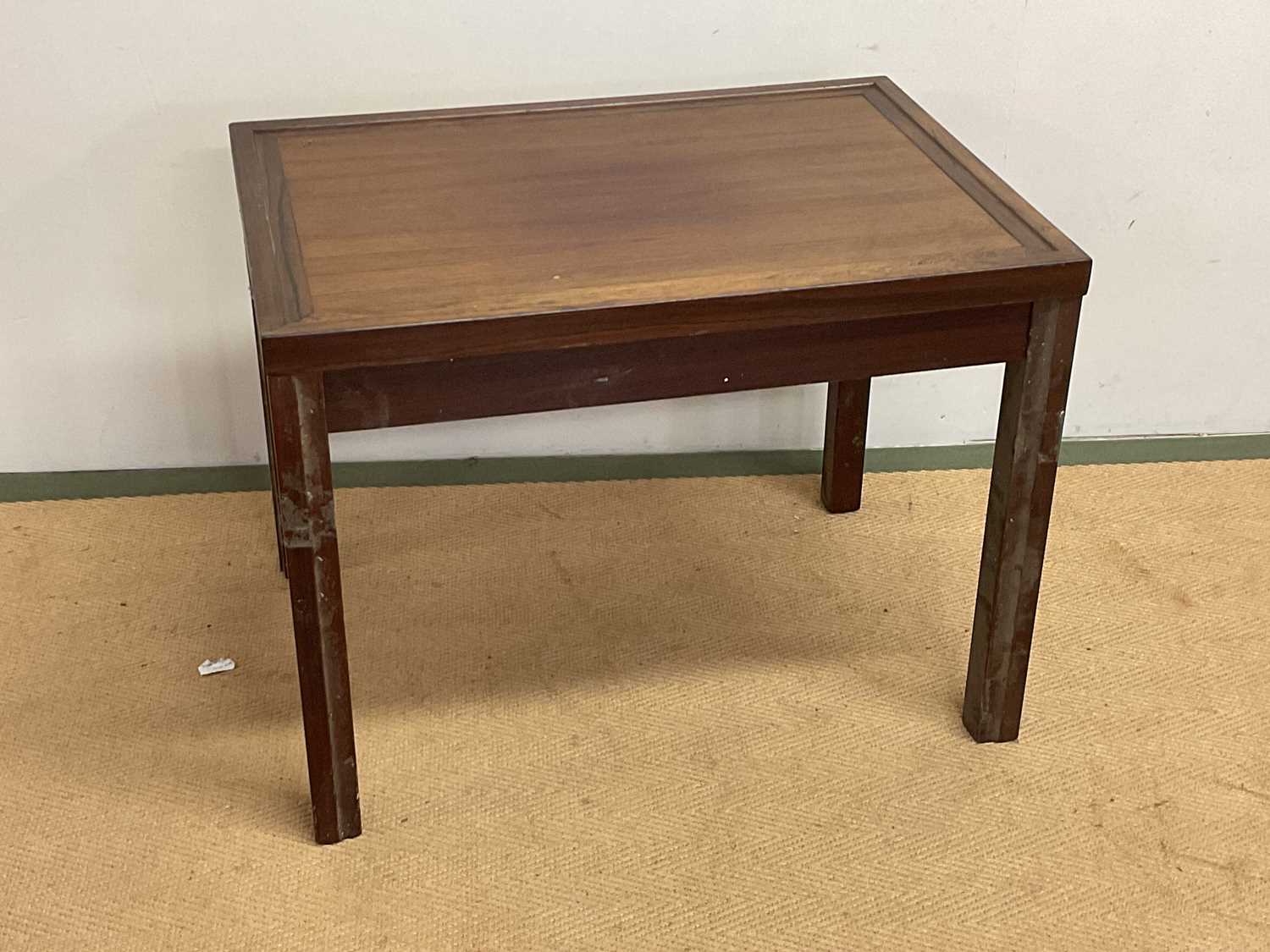 Mid 20th century Swedish rosewood side table, height 53cm, width 69cm, depth 49cm.