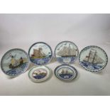 POOLE; six plates with sailing ship themes (6). Condition Report: All six plates appear to be in