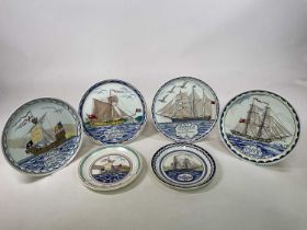 POOLE; six plates with sailing ship themes (6). Condition Report: All six plates appear to be in