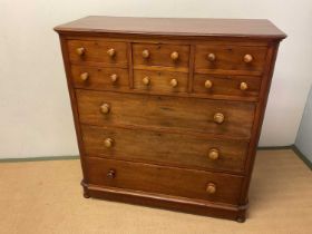 A Victorian Scottish mahogany chest of drawers with an arrangement of three large drawers under four