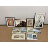 † RON WOOD; a collection of paintings including five watercolours, Cornish tin mine engine house