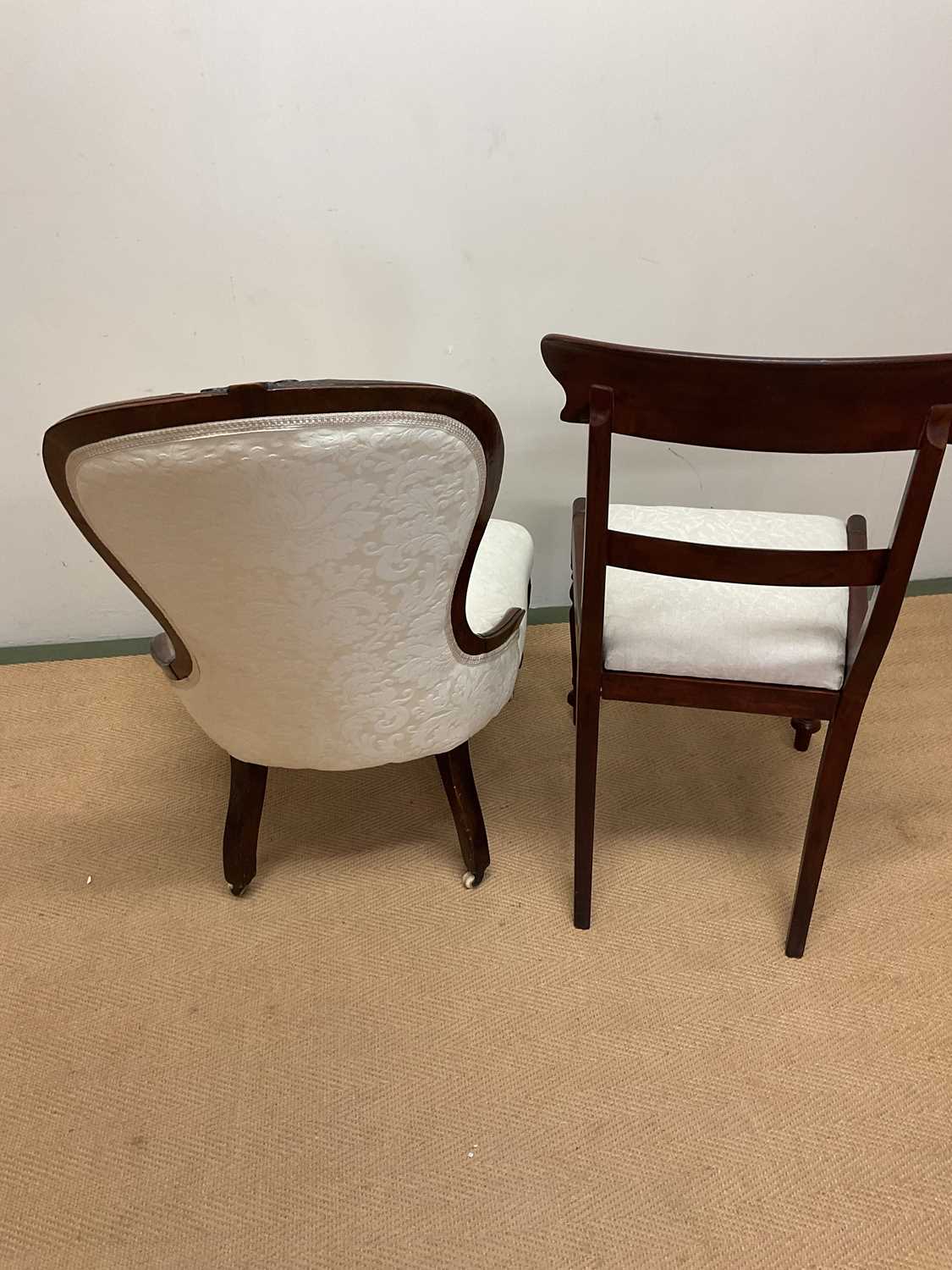 Two chairs, one on castors, both upolstered, both height of back 88cm. - Image 2 of 2